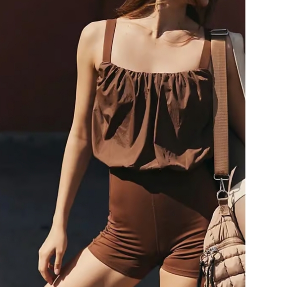 Nwot FREE PEOPLE Movement Women's Bubble Trouble Onesie Black Walnut Size XS - Picture 1 of 12